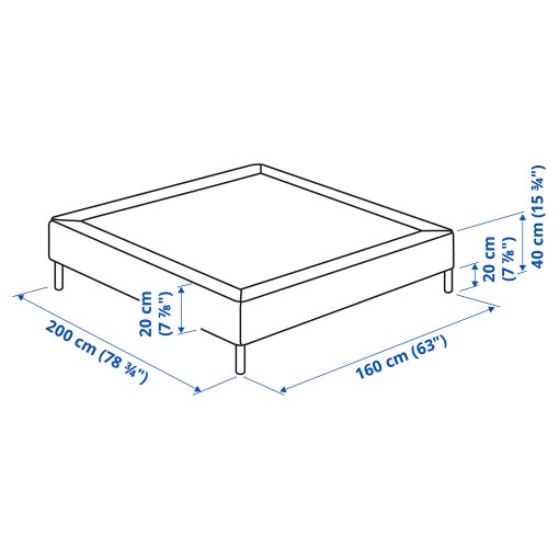 LYNGOR, βάση στρώματος με τάβλες και πόδια, 160x200 cm, 796.082.41