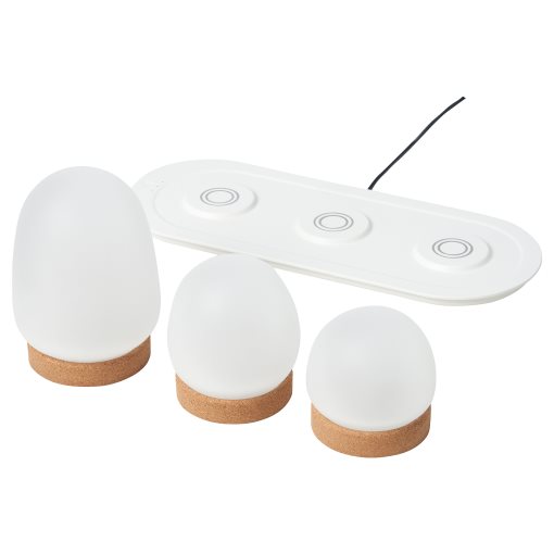 PRAKTSPIREA, διακοσμητικός φωτισμός με ενσωματωμένο φωτισμό LED και δίσκο φόρτισης, 4 τεμ., 805.388.55