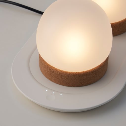PRAKTSPIREA, 4-piece decoration lighting set with built-in LED light source and charging tray, 805.388.55