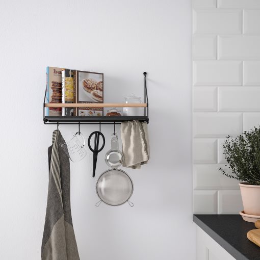 ÅKERBRUK, wall organiser with hooks, 42x12x26 cm, 805.540.77