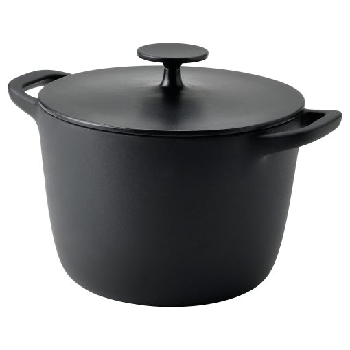 VARDAGEN, pot with lid/enamelled cast iron matt, 5 l, 805.606.67