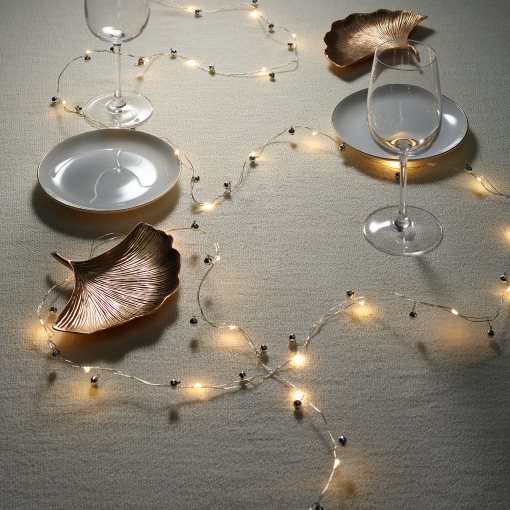 STRÅLA, γιρλάντα φωτισμού με ενσωματωμένο φωτισμό LED/40 λαμπτήρες/κουδουνάκι/λειτουργία με μπαταρία, 805.626.71