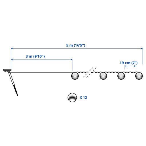 SOLVINDEN, ηλιακή γιρλάντα φωτισμού με ενσωματωμένο φωτισμό LED/12 λαμπτήρες, 806.151.70