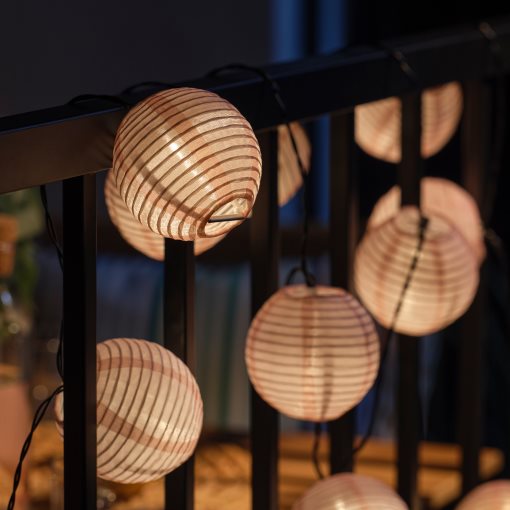 SOLVINDEN, γιρλάντα φωτισμού με ενσωματωμένο φωτισμό LED/12 λαμπτήρες, λειτουργία με μπαταρία, 806.154.86