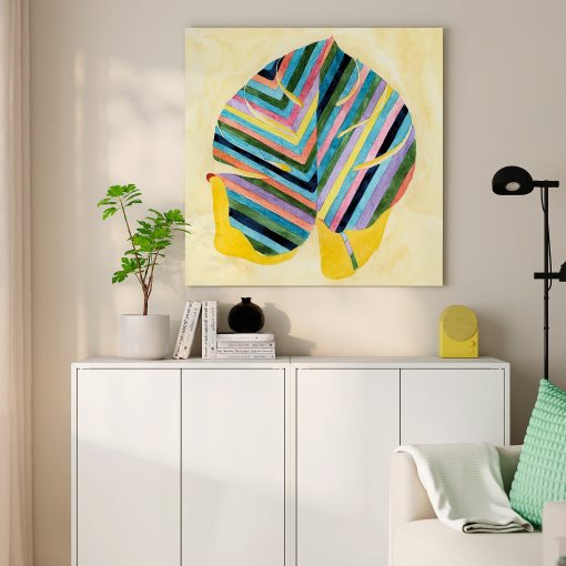 PJÄTTERYD, picture/striped leaf, 90x90 cm, 806.234.48