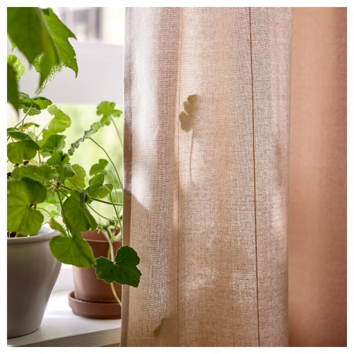 LENDA, curtains with heading tape and tie-backs/1 pair, 140x165 cm, 806.331.07