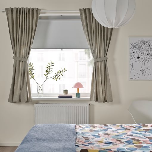 LENDA, curtains with heading tape and tie-backs/1 pair, 140x165 cm, 806.333.05