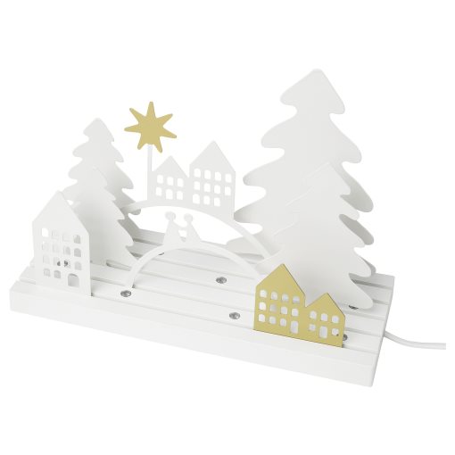 STRÅLA, table decoration with built-in LED light source/landscape/village, 806.334.47