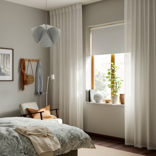RITVA, curtains with tie-backs and heading tape/1 pair, 145x280 cm, 806.336.78