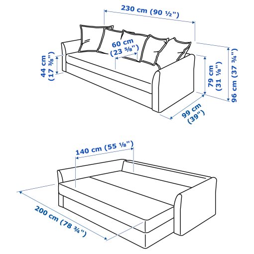 HOLMSUND, three-seat sofa-bed, 892.407.56