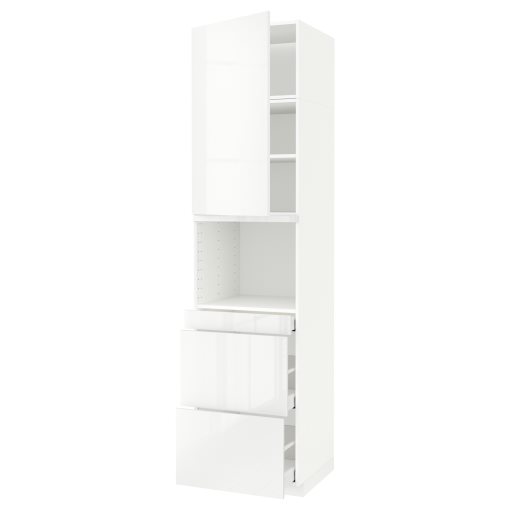 METOD/MAXIMERA, ψηλό ντουλάπι για φούρνο μικρoκυμάτων με αερόθερμο/πόρτα/3 συρτάρια, 60x60x240 cm, 894.693.86