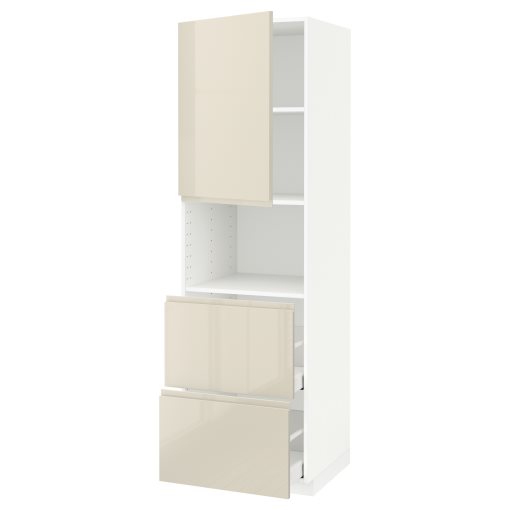 METOD/MAXIMERA, high cabinet for microwave with door/2 drawers, 60x60x200 cm, 894.699.56