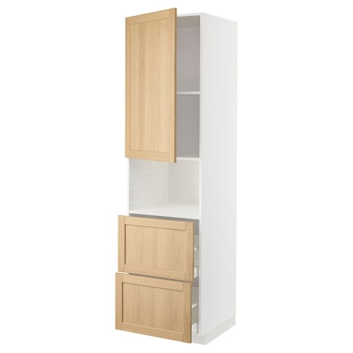 METOD, high cabinet for microwave with door/2 drawers, 60x60x220 cm, 895.095.56