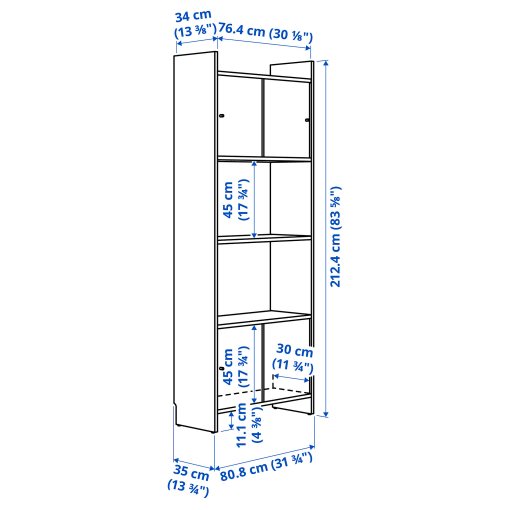 LÅDMAKARE, storage combination with sliding doors and shelf, 81x35x212 cm, 895.639.92