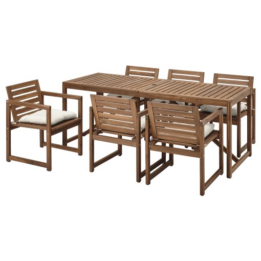 NÄMMARÖ, table with 6 chairs with armrests/outdoor, 200x75 cm, 895.752.78