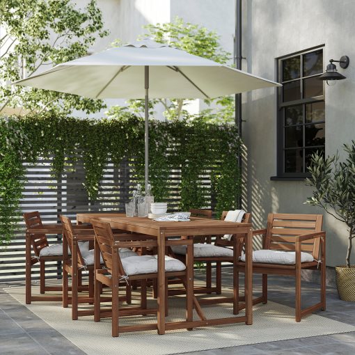 NÄMMARÖ, table with 6 chairs with armrests/outdoor, 200x75 cm, 895.752.78