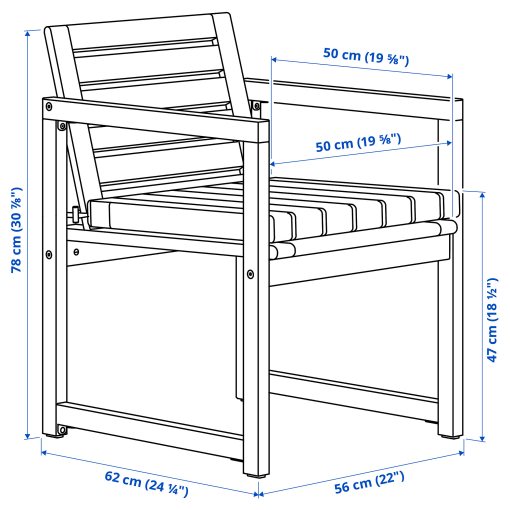 NÄMMARÖ, table with 6 chairs with armrests/outdoor, 200x75 cm, 895.752.78