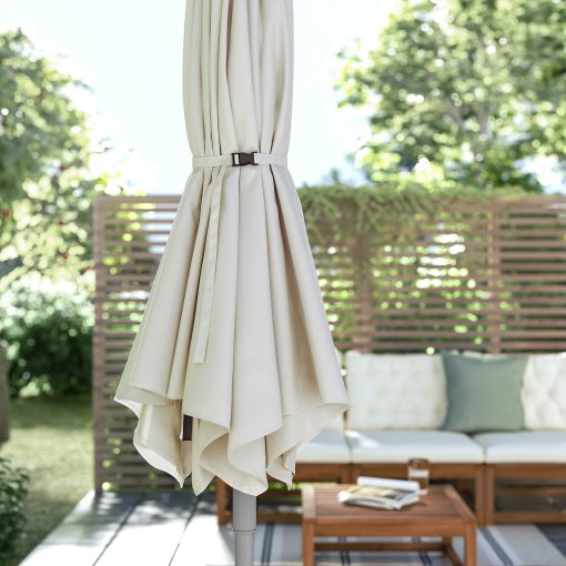 JOGGESÖ/IGGÖN, tilting parasol with base, 300 cm, 895.762.11