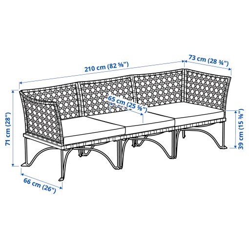 JUTHOLMEN, 3-seat modular sofa, outdoor, 895.782.34