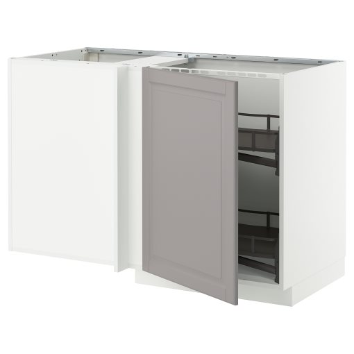 METOD, corner base cabinet with pull-out fitting, 128x68 cm, 895.851.16