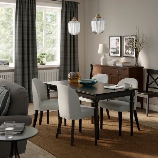 ROSENTORP, table and 4 chairs, 155/215x87 cm, 896.101.30