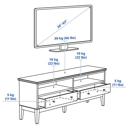 IDANÄS, TV bench, 162x40x63 cm, 904.878.60