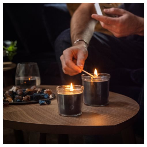 FRUKTSKOG, scented candle in glass/Vetiver & geranium, 40 hr, 905.558.30