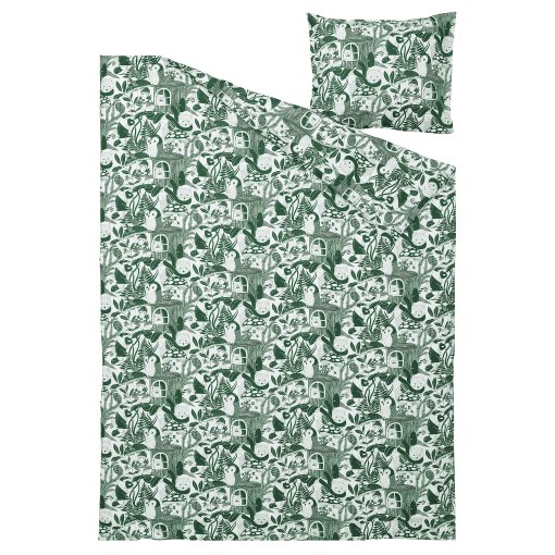 SKOGSDUVA, duvet cover and pillowcase/forest pattern, 150x200/50x60 cm, 905.768.04