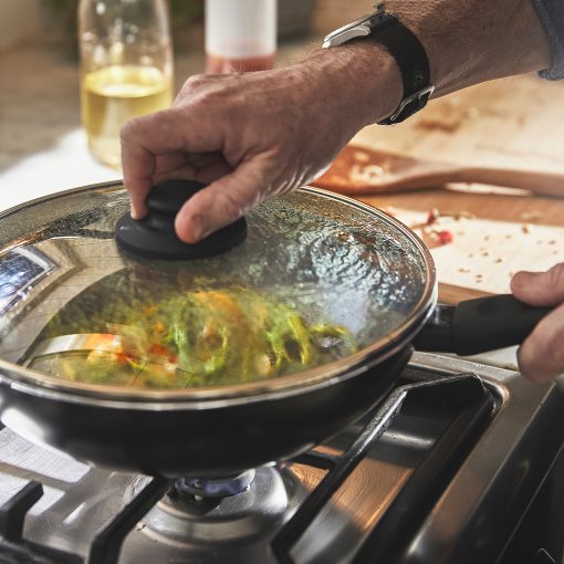 HEMLAGAD, wok with lid non-stick coating, 28 cm, 905.809.19