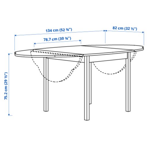 OMMJÄNGE, τραπέζι με πτυσσόμενα φύλλα, 134x82 cm, 905.946.76