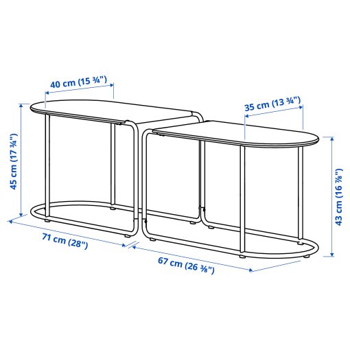GRYTSHOLM, τραπέζια ζιγκόν εξωτερικού χώρου, σετ 2 τεμ., 905.971.61
