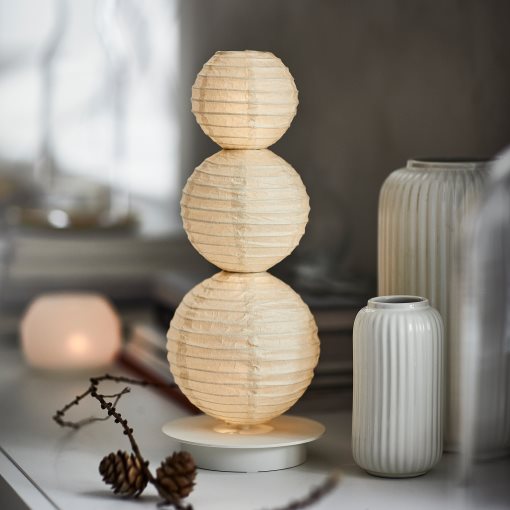 STRÅLA, διακοσμητικό επιτραπέζιο φωτιστικό με ενσωματωμένο φωτισμό LED, σχήμα μπάλας λειτουργία με μπαταρία, 906.066.41