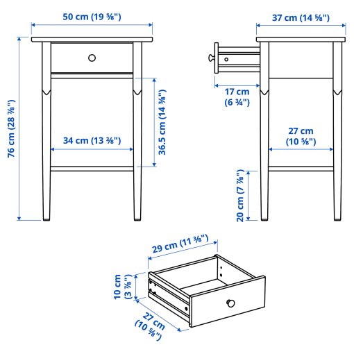 BLÄSTÅSEN, bedside table, 50x37x76 cm, 906.175.69