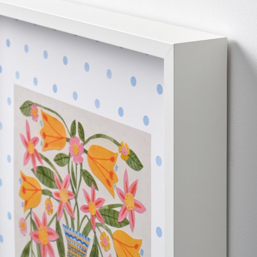 SANNAHED, frame with poster/blue vase with flowers, 50x50 cm, 906.196.10