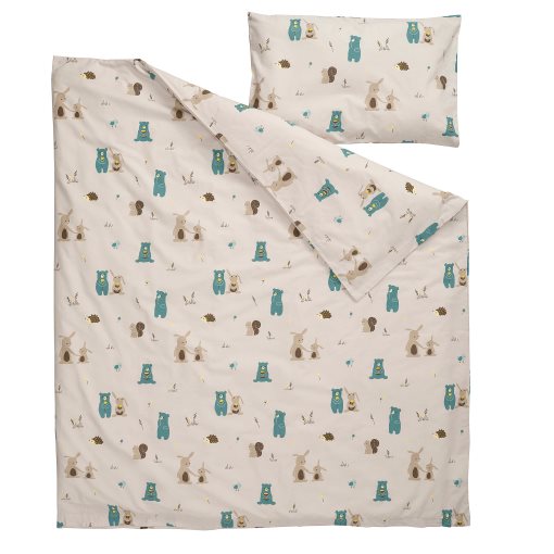 LEN, duvet cover 1 pillowcase for cot, 110x125/35x55 cm, 906.288.17
