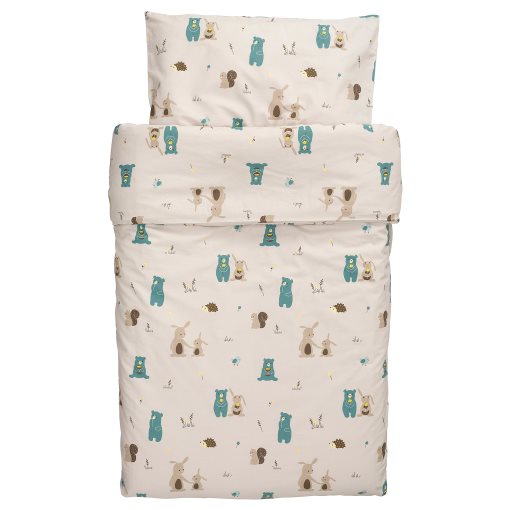 LEN, duvet cover 1 pillowcase for cot, 110x125/35x55 cm, 906.288.17