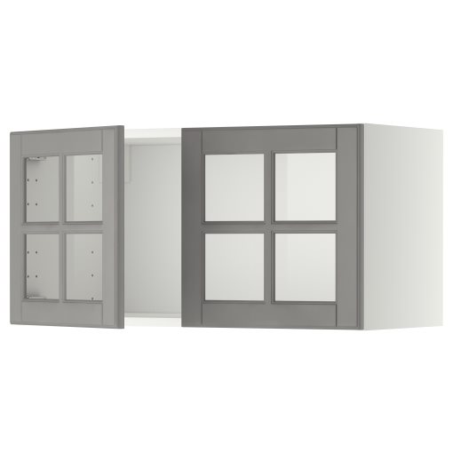 METOD, wall cabinet with 2 glass doors, 80x40 cm, 993.950.31