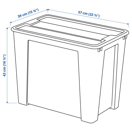 SAMLA, box with lid, 57x39x42 cm/65 l, 994.407.74