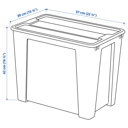 SAMLA, box with lid, 57x39x42 cm/65 l, 994.407.74