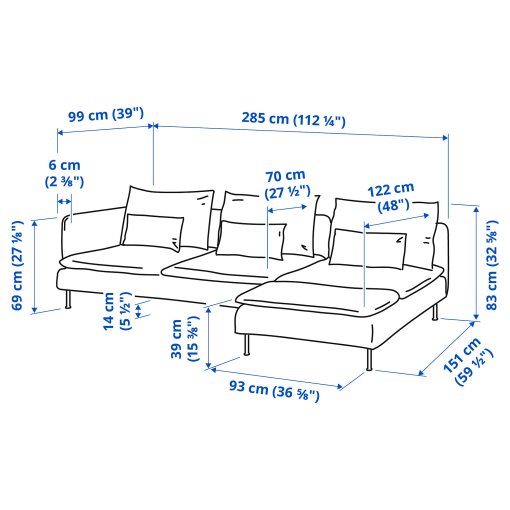 SÖDERHAMN, 4-seat sofa with chaise longue and open end, 994.521.11