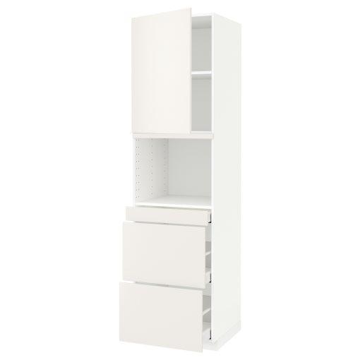METOD/MAXIMERA, high cabinet for microwave combi with door/3 drawers, 60x60x220 cm, 994.569.77