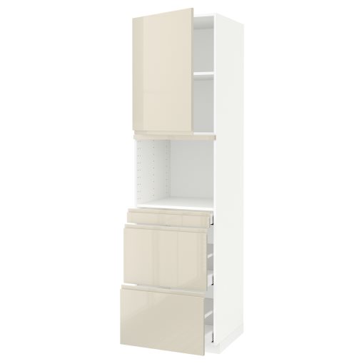 METOD/MAXIMERA, high cabinet for microwave combi with door/3 drawers, 60x60x220 cm, 994.593.77
