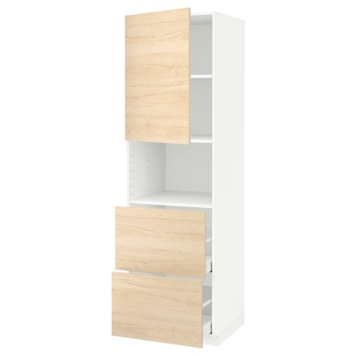 METOD/MAXIMERA, high cabinet for microwave with door/2 drawers, 60x60x200 cm, 994.628.22