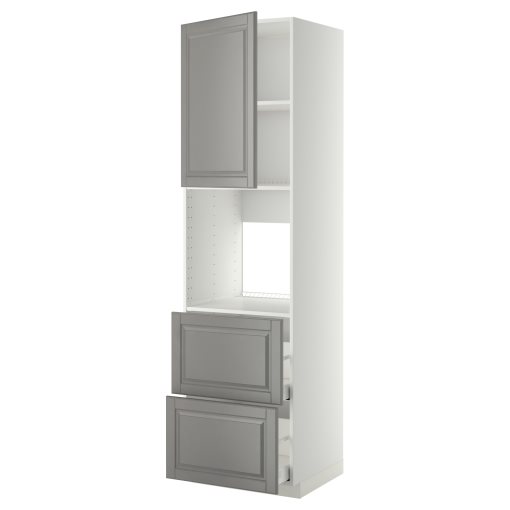 METOD/MAXIMERA, high cabinet for oven with door/2 fronts/2 high drawers, 60x60x220 cm, 994.651.37