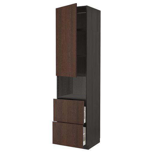 METOD/MAXIMERA, ψηλό ντουλάπι για φούρνο μικρoκυμάτων με πόρτα/2 συρτάρια, 60x60x240 cm, 994.667.35