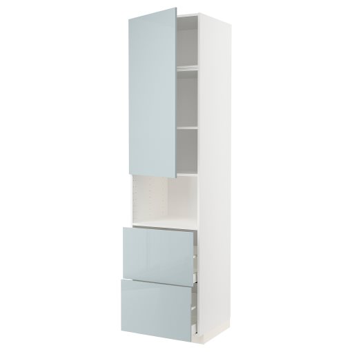 METOD/MAXIMERA, high cabinet for microwave with door/2 drawers, 60x60x240 cm, 994.792.95