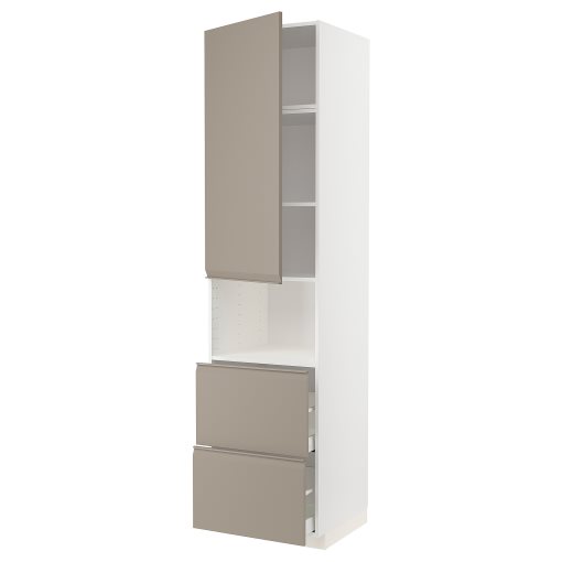 METOD, high cabinet for microwave with door/2 drawers, 60x60x240 cm, 994.923.34