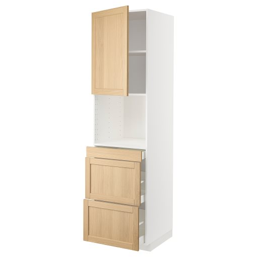 METOD, high cabinet for microwave combi with door/3 drawers, 60x60x220 cm, 995.095.65