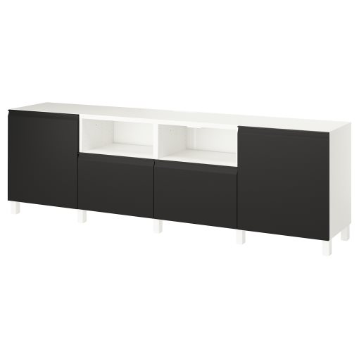 BESTÅ, TV bench with drawers and door, 240x42x74 cm, 995.689.46