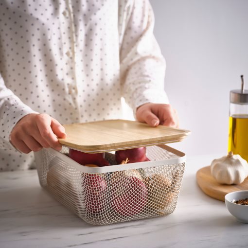 IKEA 365+, ορθογώνιο μεταλλικό καλάθι τροφίμων με καπάκι, 32x21x13 cm, 995.814.91